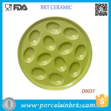 Placa de ovo de porcelana verde comumente usada contém 12 ovos